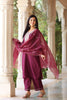  Women Purple Embroidered Kurta with Trousers & With Dupatta