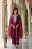  Women Purple Embroidered Kurta with Trousers & With Dupatta