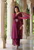  Women Purple Embroidered Kurta with Trousers & With Dupatta