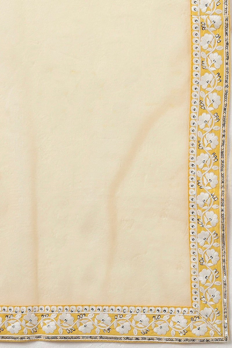 Yellow Poly Silk Embroidered Straight Suit Set PKSKD1265