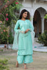  Women Teal Solid Kurta Palazzos With Dupatta