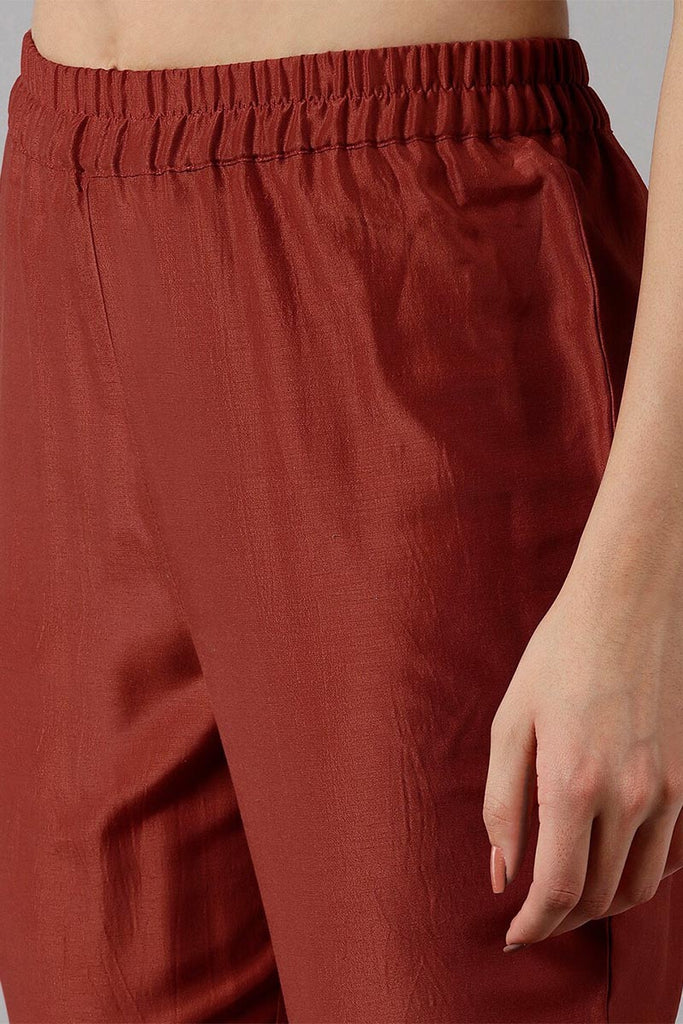  Women Orange Solid Embroidered Kurta Trousers With Dupatta