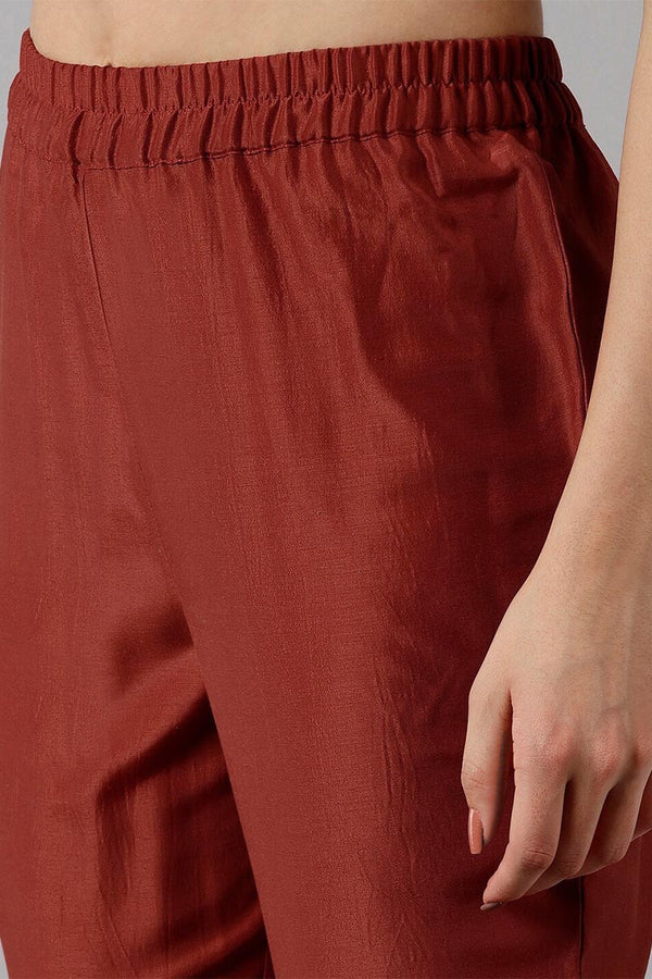  Women Orange Solid Embroidered Kurta Trousers With Dupatta