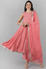 Pink Poly Silk Gotta Patti Anarkali Suit Set PKSKD1291