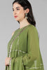 Green Poly Silk Anarkali Kurta Pant With Dupatta