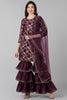 Purple Poly Chanderi Sharara Suit Set PKSKD1299