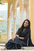  Women Black Woven Design Kurta Sharara With Dupatta