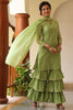  Women Green Woven Design Kurta Sharara With Dupatta