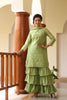  Women Green Woven Design Kurta Sharara With Dupatta