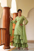  Women Green Woven Design Kurta Sharara With Dupatta