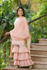  Women Pink Woven Design Kurta Sharara With Dupatta