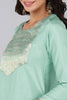  Women Sea Green Yoke Design Kurta Trousers With Dupatta