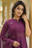  Women Purple Woven Design Kurta Trousers With Dupatta