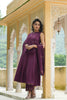  Women Purple Woven Design Kurta Trousers With Dupatta