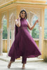  Women Purple Woven Design Kurta Trousers With Dupatta