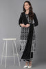  Women Black Poly Silk Ethnic Motifs Embroidered Kurta Trousers With Dupatta 