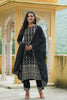  Women Black Embroidered Kurta Trousers With Dupatta