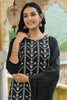  Women Black Embroidered Kurta Trousers With Dupatta