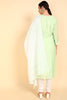  Women Green Embroidered Kurta Trousers With Dupatta