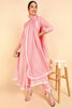  Women Pink Solid Kurta Trousers With Dupatta