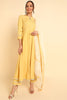  Women Yellow Solid Kurta Trousers With Dupatta