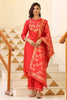  Women Red Ethnic Motifs Yoke Design Kurti with Trousers