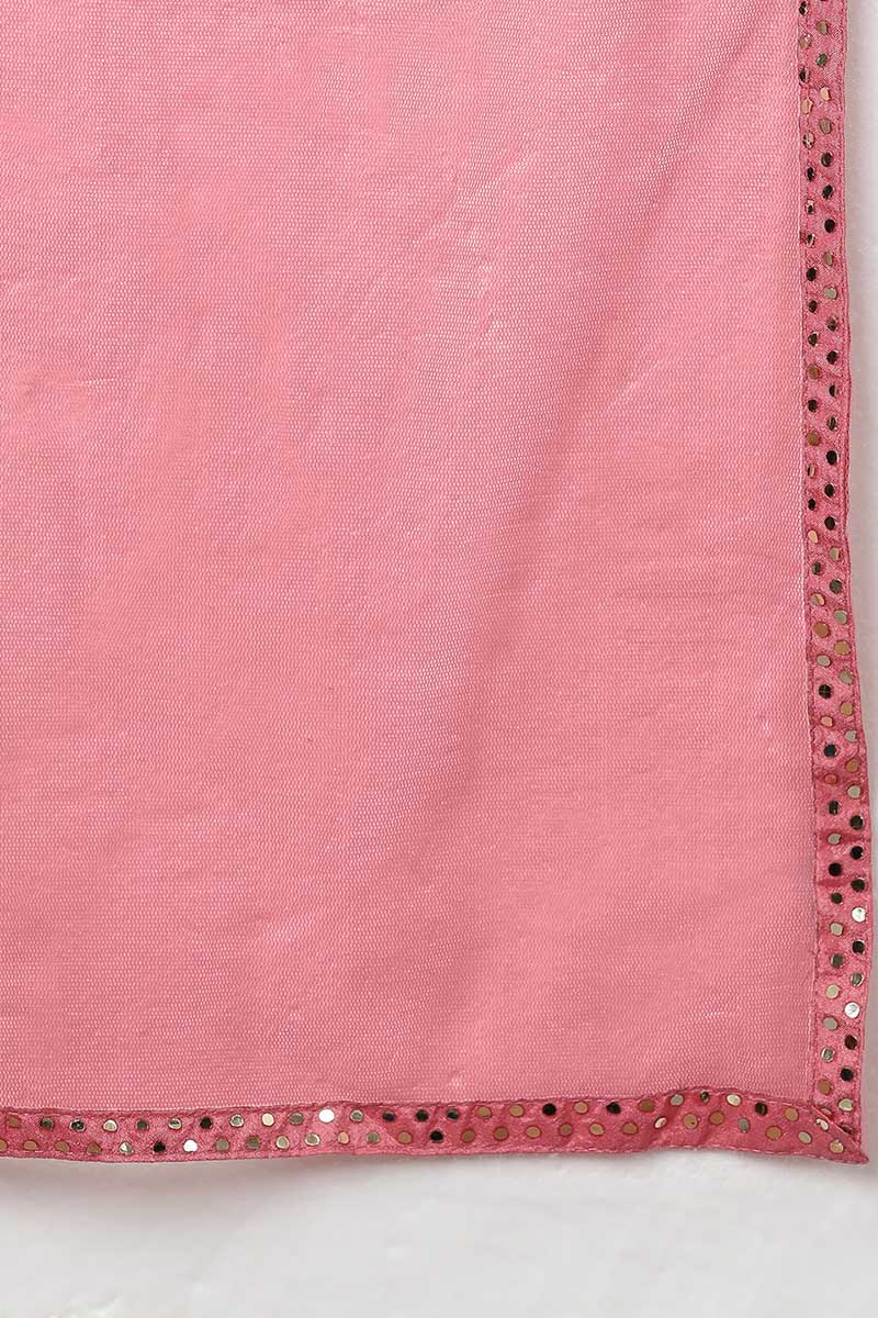  Women Pink Solid Kurta Trousers With Dupatta