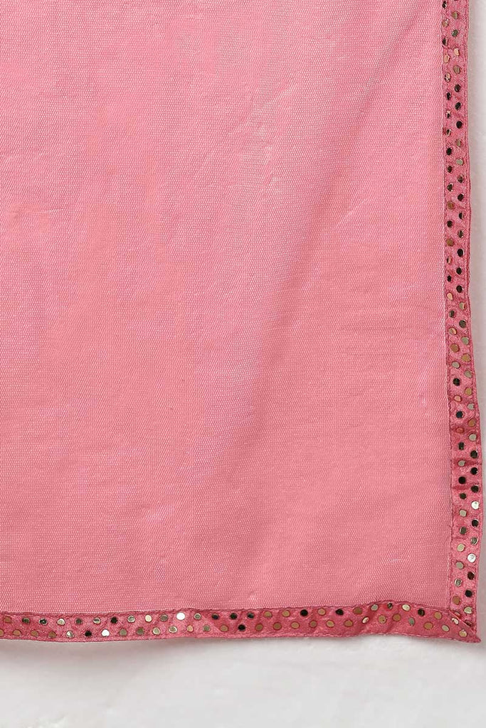  Women Pink Solid Kurta Trousers With Dupatta