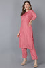  Women Pink Solid Kurta Trousers With Dupatta