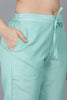  Women Sea Green Solid Kurta Trousers With Dupatta