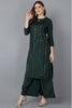  Women Green Solid Kurta Trousers With Dupatta