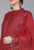 Red Poly Silk Sequin Embroidery Straight Suit Set PKSKD1387