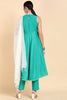  Women Sea Green Solid Kurta Trousers With Dupatta 