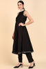  Women Black Solid Kurta Trousers With Dupatta 