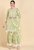  Women Green Printed Kurta Sharara With Dupatta