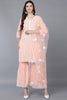  Women Peach Poly Silk Kurta Sharara With Dupatta 