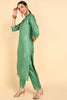  Women Green Solid Kurta Trousers With Dupatta