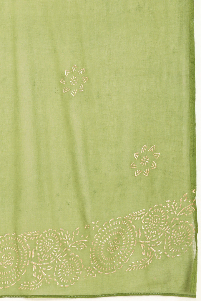  Women Olive Solid Kurta Trousers With Dupatta