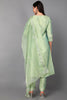   Women Green Floral Yoke Design Panelled Kurti with Trousers & With Dupatta