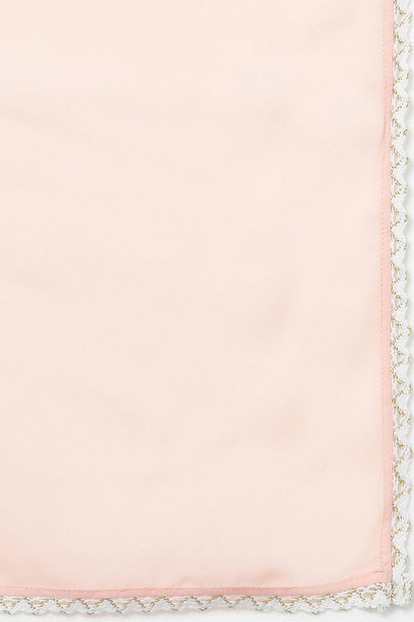 Peach Poly Georgette Straight Kurta Pant With Dupatta Set 