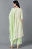  Women Green Poly Georgette Embroidered Kurta Trouser With Dupatta