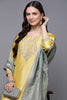 Yellow Poly Silk Floral Straight Suit Set PKSKD1476