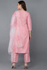  Women Pink Embroidered Kurta Trousers With Dupatta 