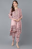  Women Pink Cotton Blend Kurta Trousers With Dupatta