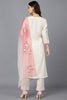  Women Cream Poly Silk Kurta Trousers With Dupatta 