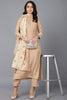  Women Cream Poly Silk Kurta Trousers With Dupatta