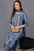 Grey Poly Silk Ethnic Motifs Straight Suit Set PKSKD1544