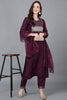 Purple Poly Silk Solid Straight Suit Set PKSKD1548