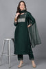 Green Poly Silk Solid Straight Suit Set PKSKD1549