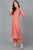  Women Orange Poly Silk Kurta Trousers With Dupatta